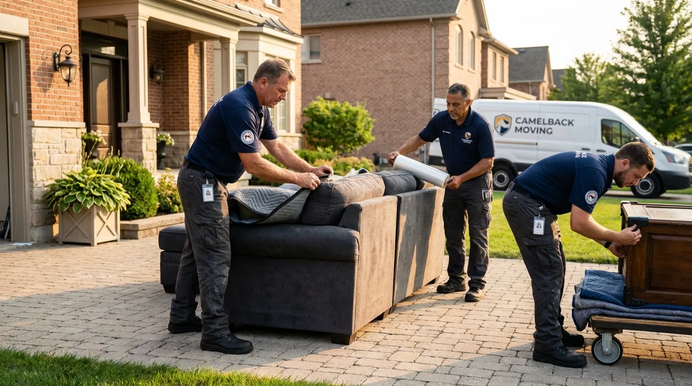 Large estate moving crew wrapping furniture in Brookdale, CA